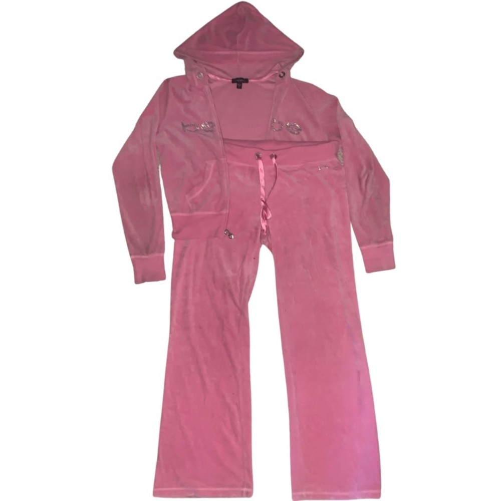 Bebe baby pink velour tracksuit set